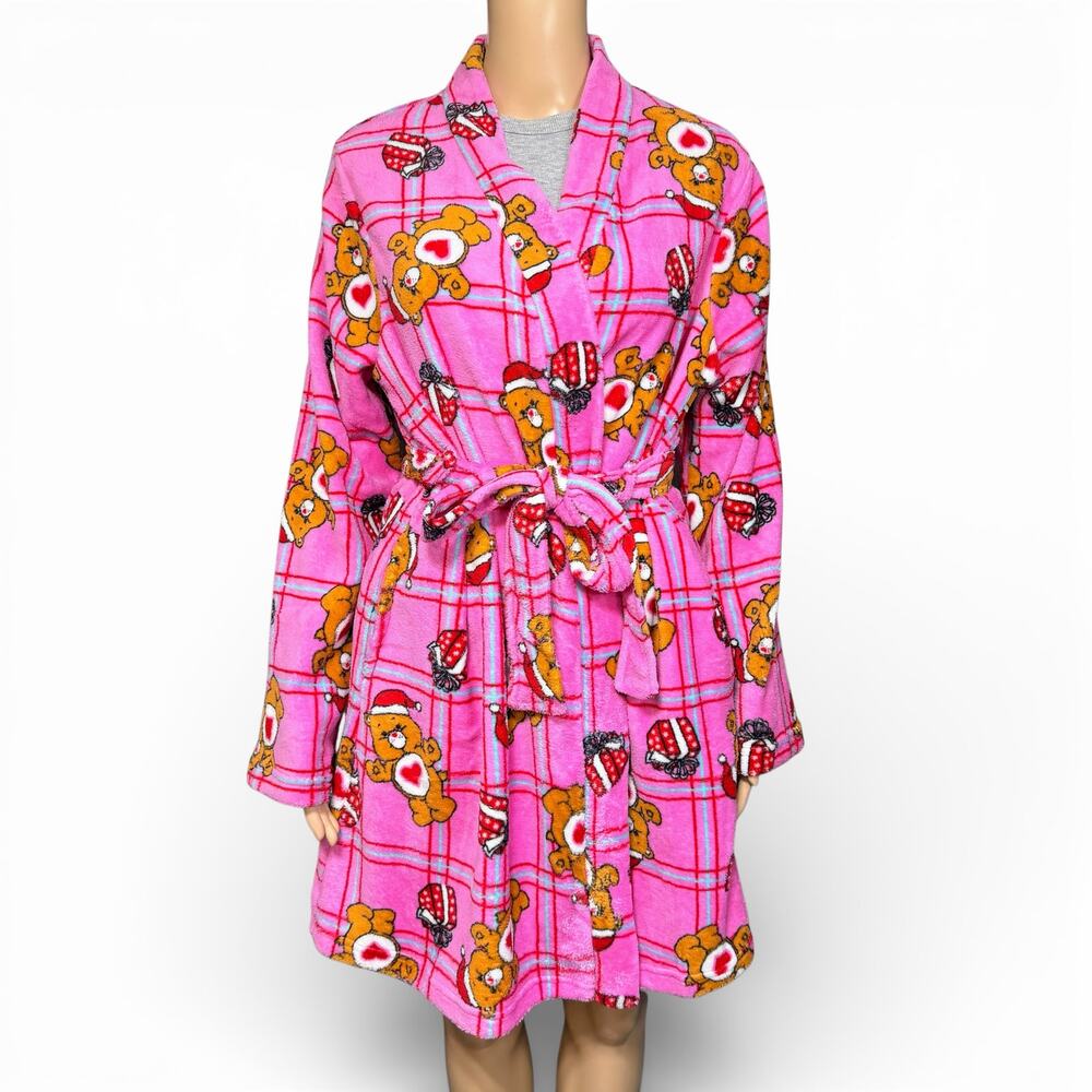 Care Bears Womens Fleece Robe Plush Luxuriously Soft Pink Heart Pajamas Sm Med